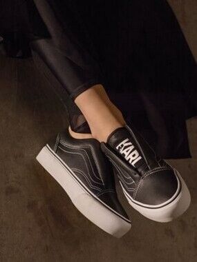 Vans x Karl Lagerfeld Old Skool Laceless Leather Platform Sneakers Womens Sz 8.5